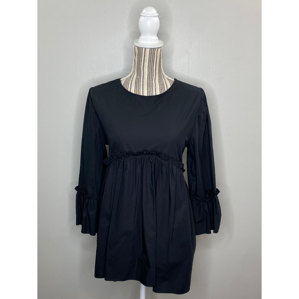 Chepe Italy Asymmetrical Black Woven Tunic Top Women Med Lagenlook Wearable Art